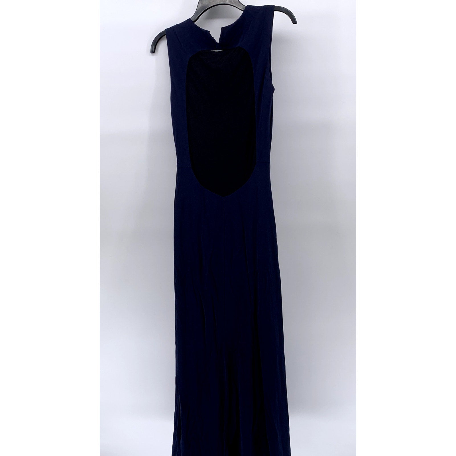 ABS By ALLEN SCHWARTZ Women's Blue-Black Mesh Back Side-Ruched Maxi Dress SZ M