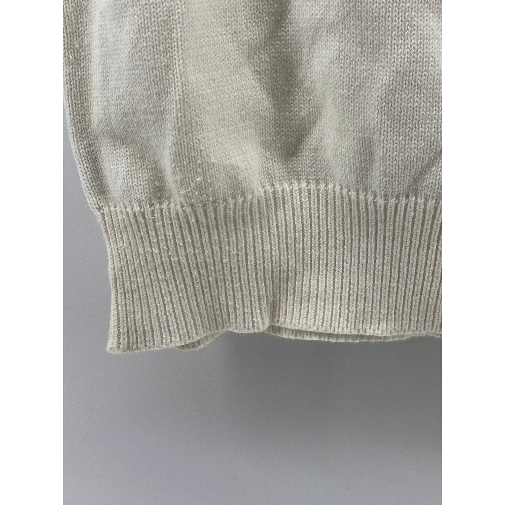 PAMPELONE Women's White Solid Knit V-Neck Sleeveless Sweater Vest SZ M/L