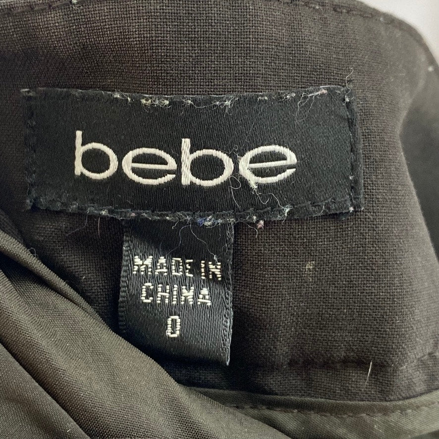 BEBE Women's Dark Brown Wool-Spandex Straight-Leg Dress Pant SZ 0