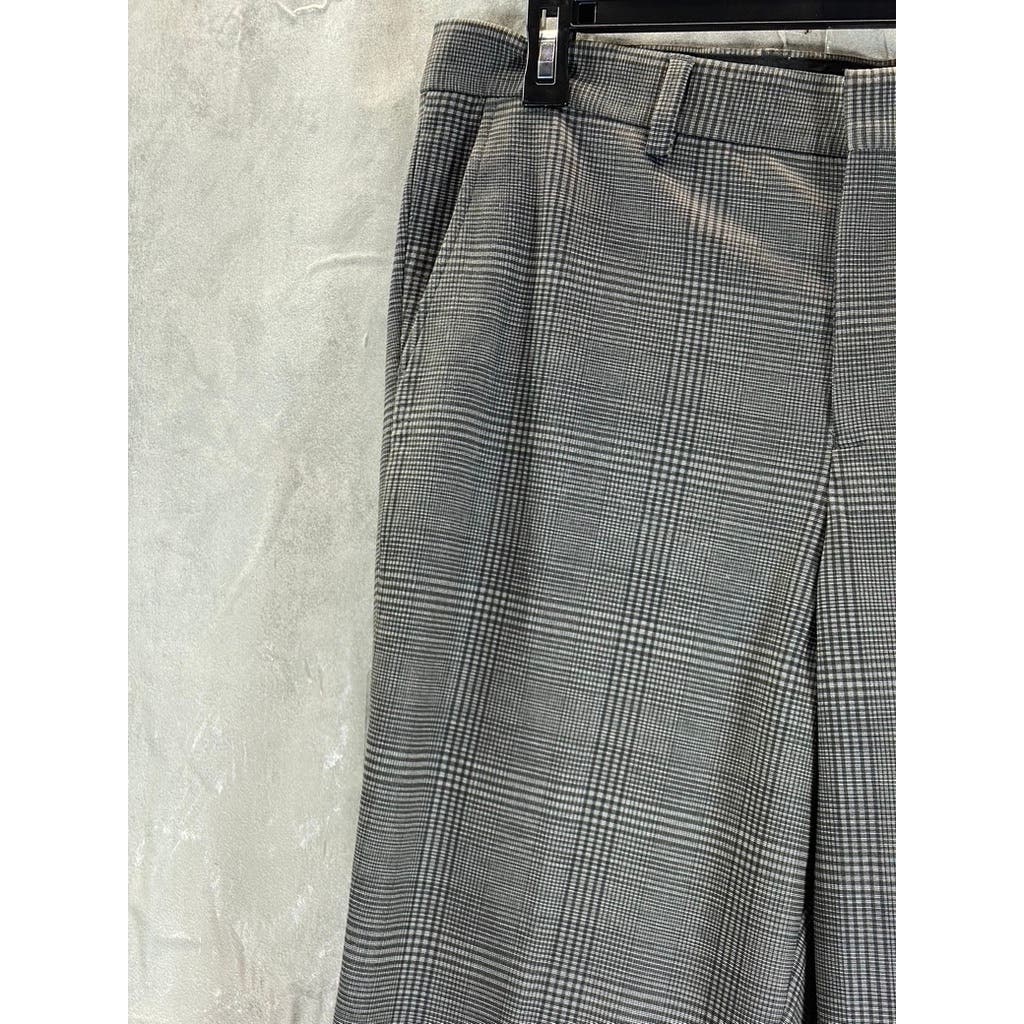 SELECTED HOMME Men's Charcoal Plaid Slight Tapered Jersey Cropped Pants SZ XL