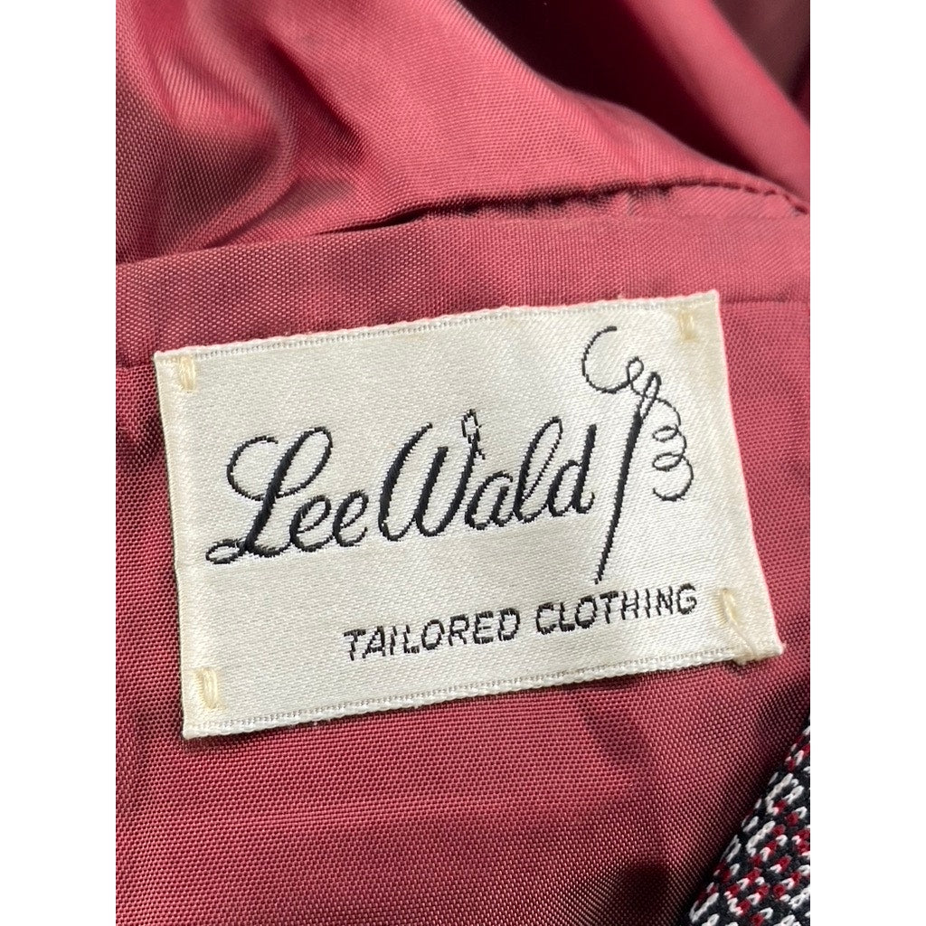 LEE WALD Men's Vintage Burgundy Printed Two-Button Blazer SZ S