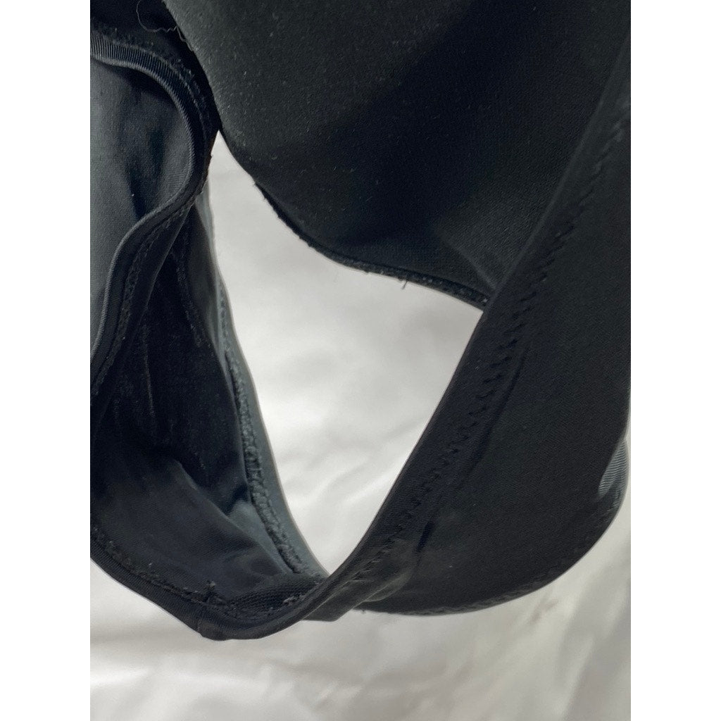 UNBRANDED Women's Black Eyelet Deep V-Neck Cross-Back Bathing Suit SZ S