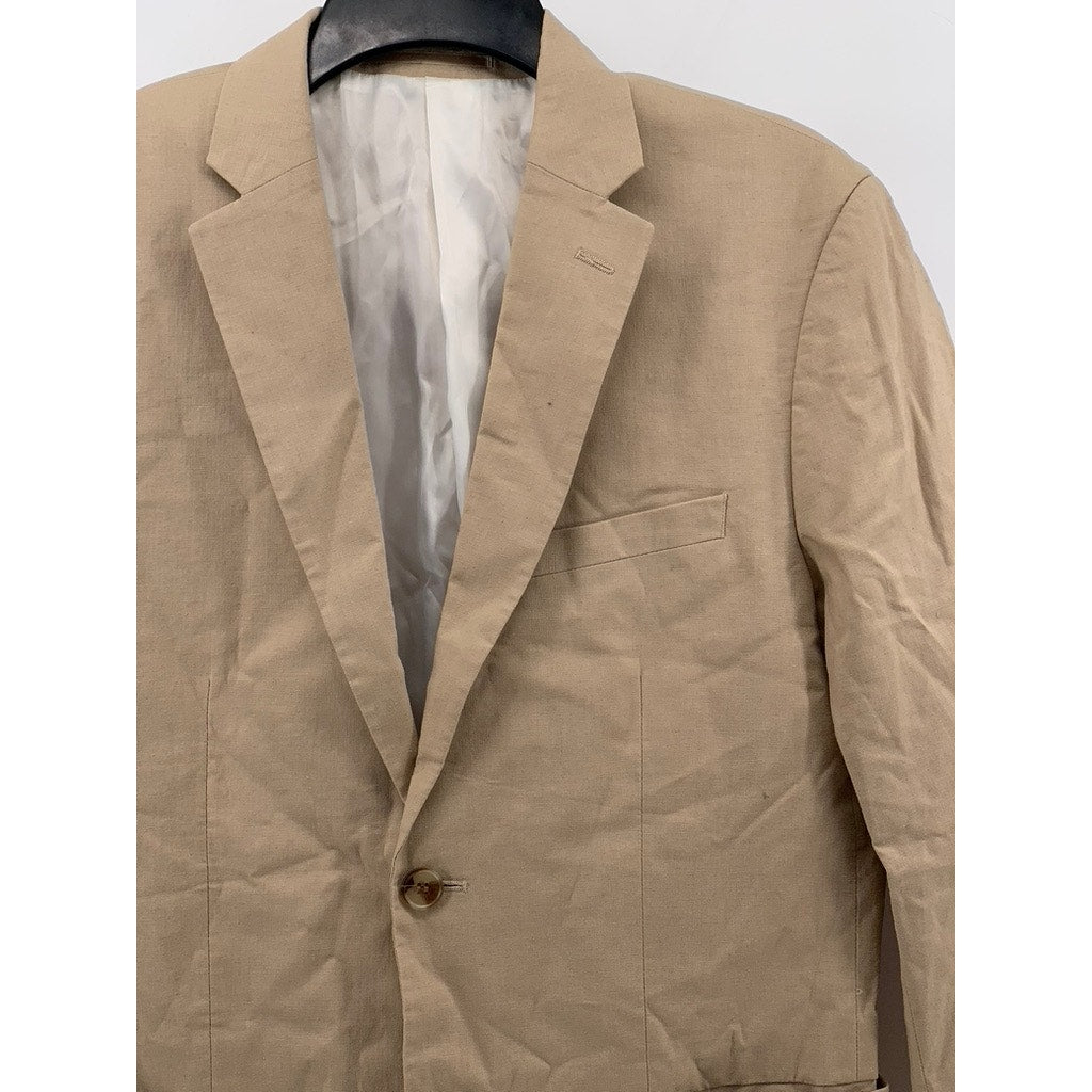 H&M Men's Tan Slim-Fit Solid Two-Button Linen Blend Blazer SZ 40R