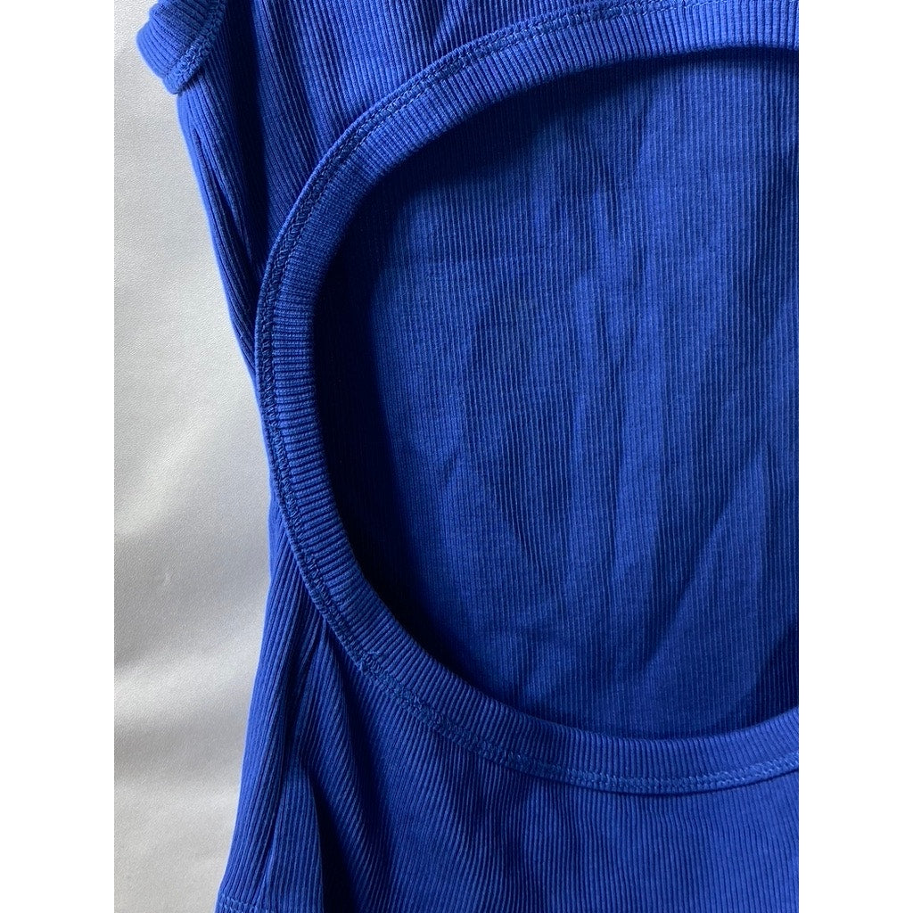 EVERLANE Women's Dark Blue Crewneck Ribbed Cutout Tank Top SZ XS