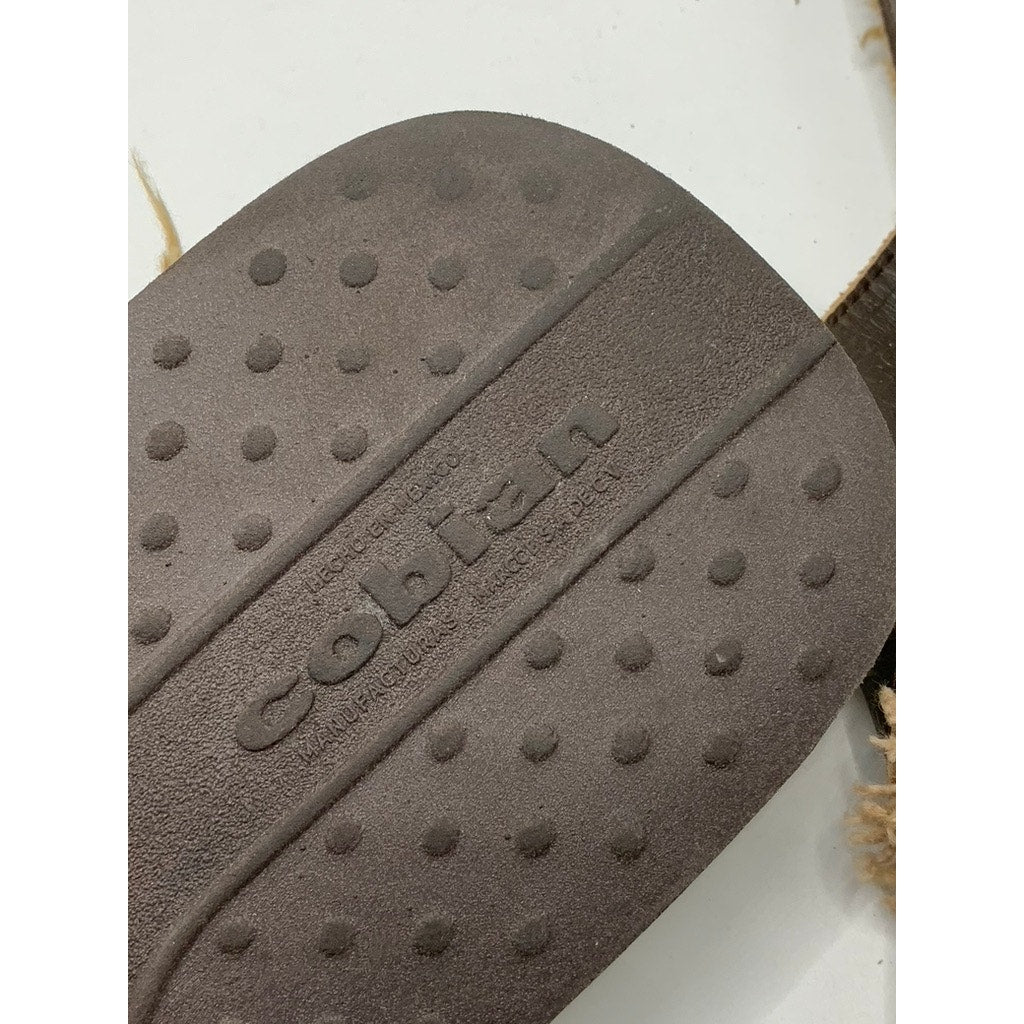 COBIAN Men's Brown Leather Distressed Flip-Flops SZ 10