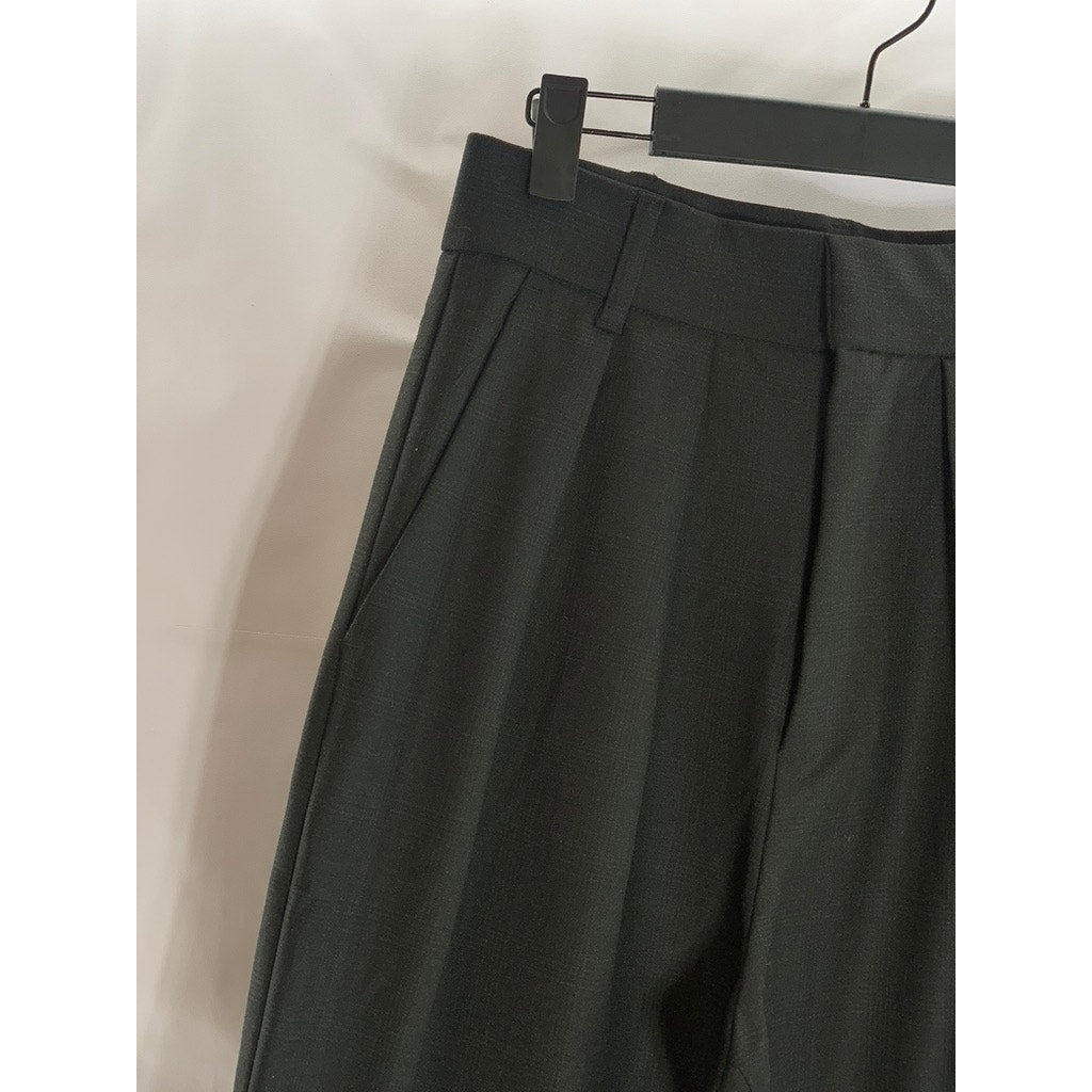 ZARA Women's Black Checkered Tapered Pleated Trousers SZ XS