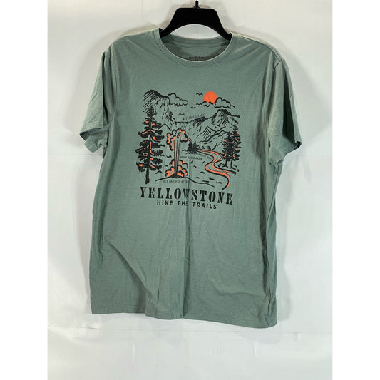 GOODFELLOW & CO Men's Green Standard-Fit Yellowstone Hike The Trails T-Shirt SZM