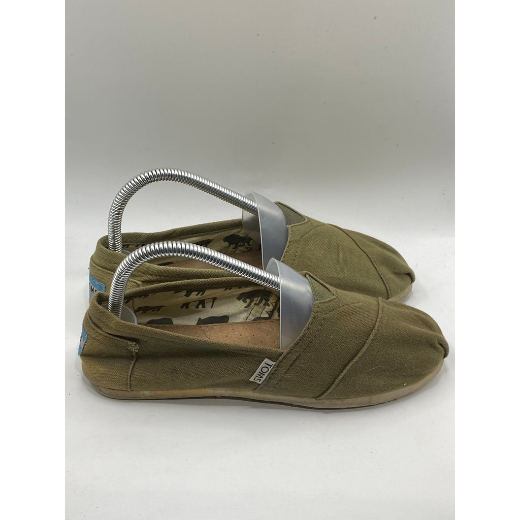 TOMS Women's Olive Green Classic Slip-On Round-Toe Alpargata Canvas Shoes SZ 7