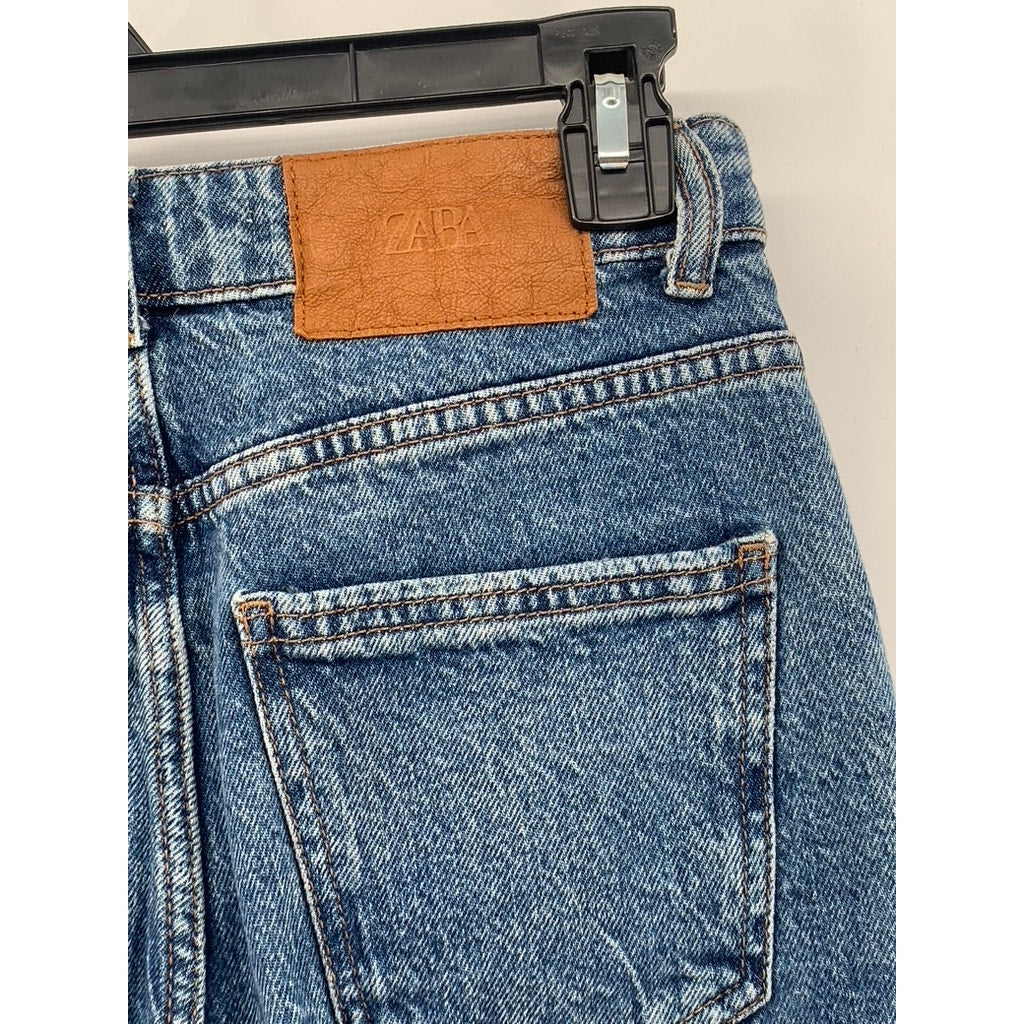 ZARA Women's Medium Blue High-Rise Skinny Leg Regular-Fit Five-Pocket Jeans SZ 2