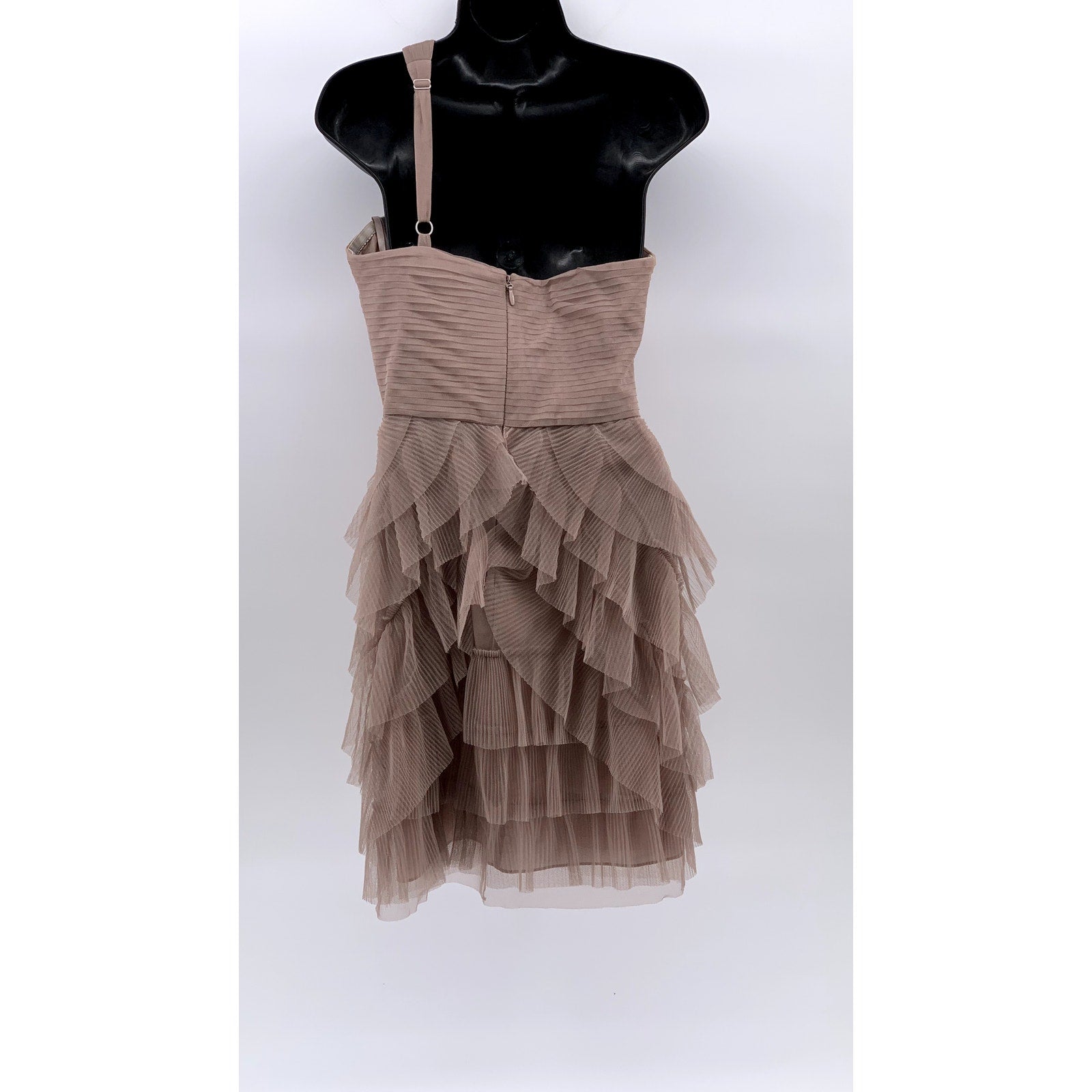 BCBGMAXAZARIA Women's Sepia Beige Azria Ella One-Shoulder Cocktail Dress SZ 6