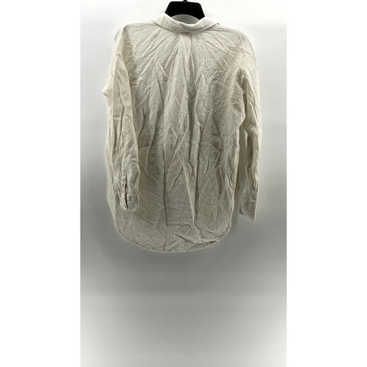 PILCRO AND THE LETTERPRESS Women's White Textured Half-Button Top SZ S