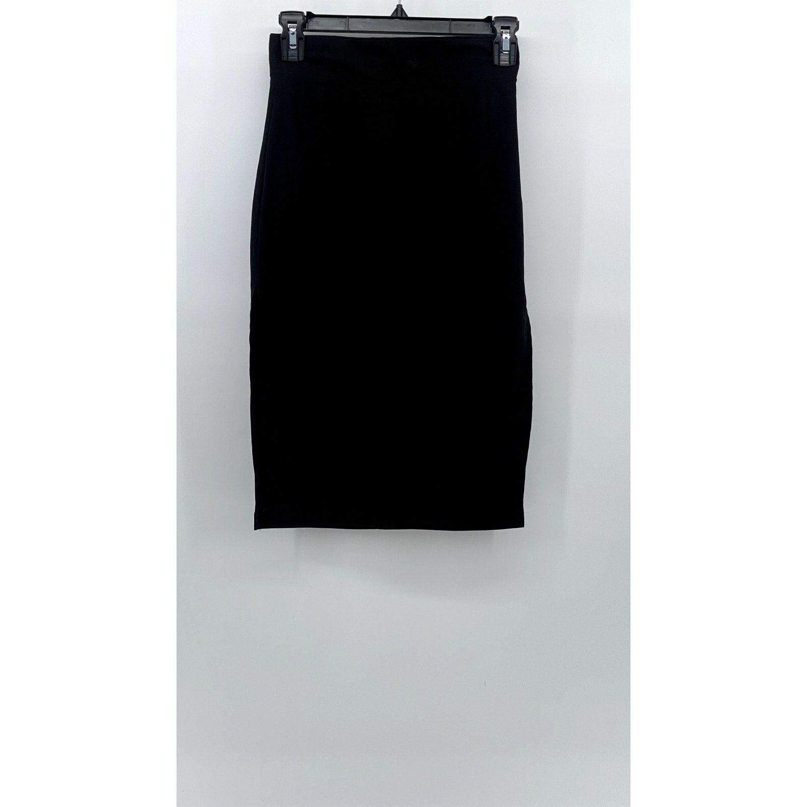 UNBRANDED Women's Black Solid Straight High-Rise Midi Skirt SZ S