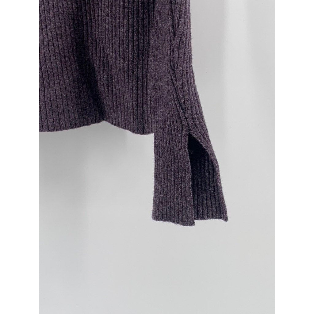 H&M Women's Basic Purple Ribbed Long Sleeve Turtleneck Top SZ M