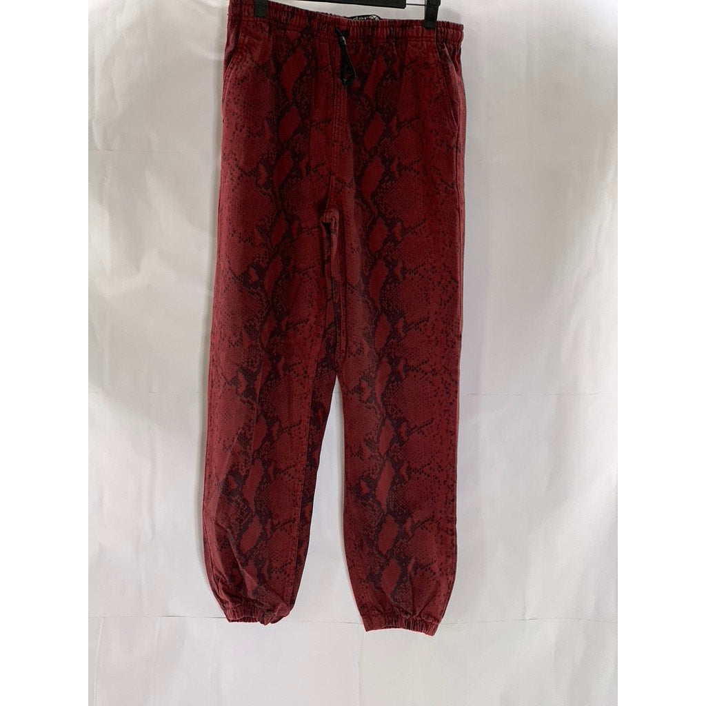 ALEXANDERWANG Women's Red-Black Diamond Snake Drawstring Pull-On Jogger Pant SZS