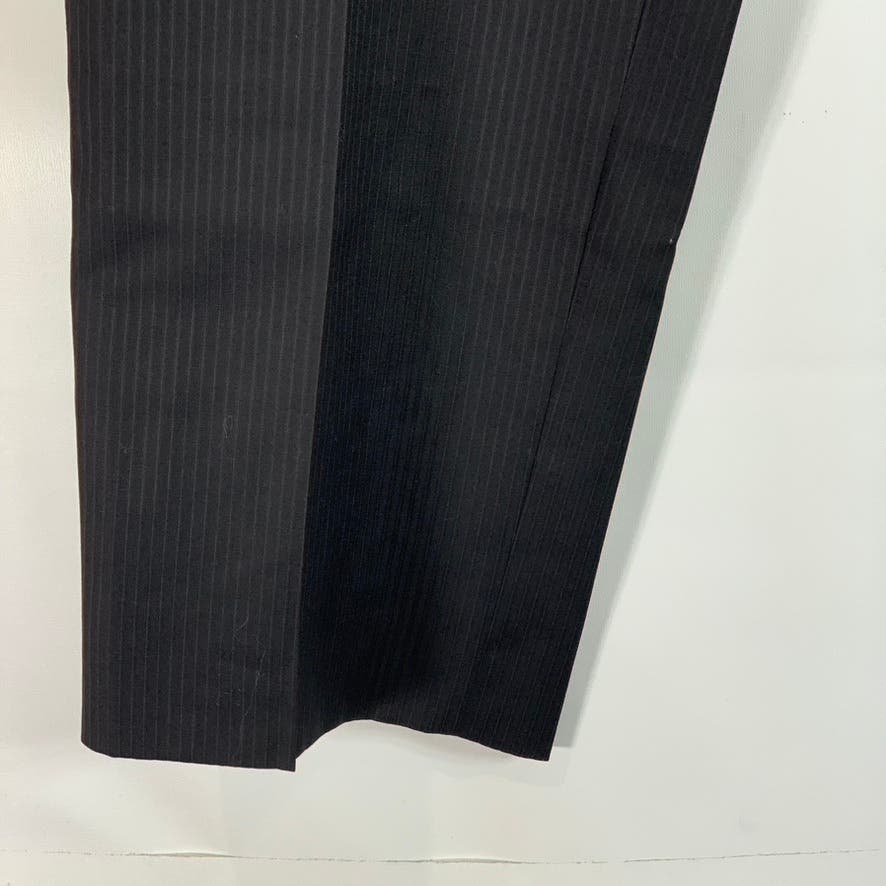 HUGO BOSS Men's Black Pinstripe Virgin Wool Flat Front Dress Pants SZ 40R