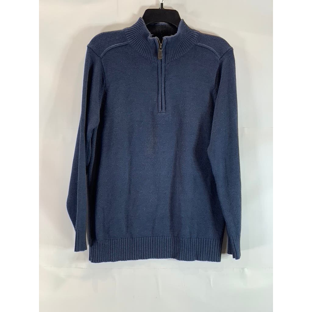 OSCAR DE LA RENTA Men's Navy Knit Quarter-Zip Pullover Sweater SZ S