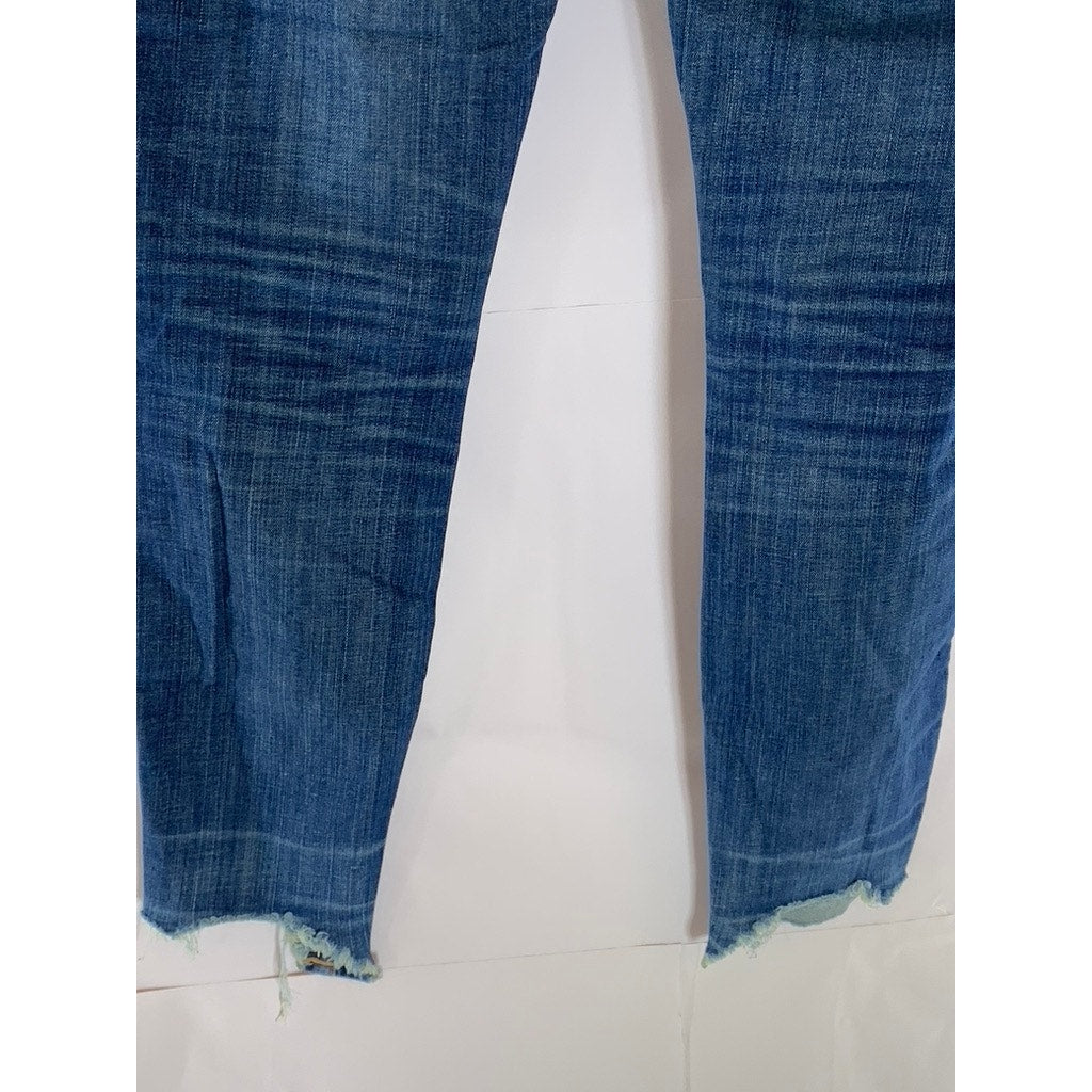 MADEWELL Women's Blue High Riser 10" Skinny Skinny Distressed Hem Jean SZ 28