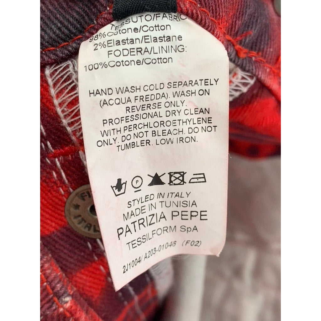 PATRIZIA PEPE Women's Red Printed Front-Zipper Straight Mini Skirt SZ 42(US6)