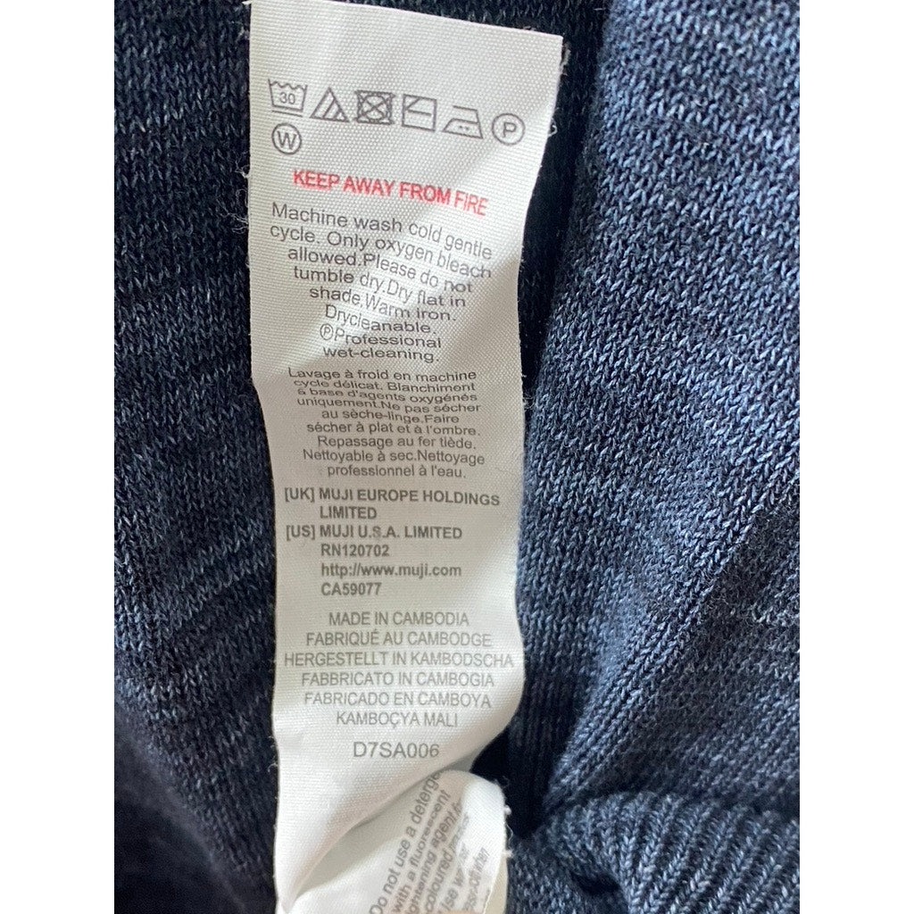 MUJI Men’s Navy Blue Crewneck Knit Long Sleeve Regular Fit Sweater SZ S