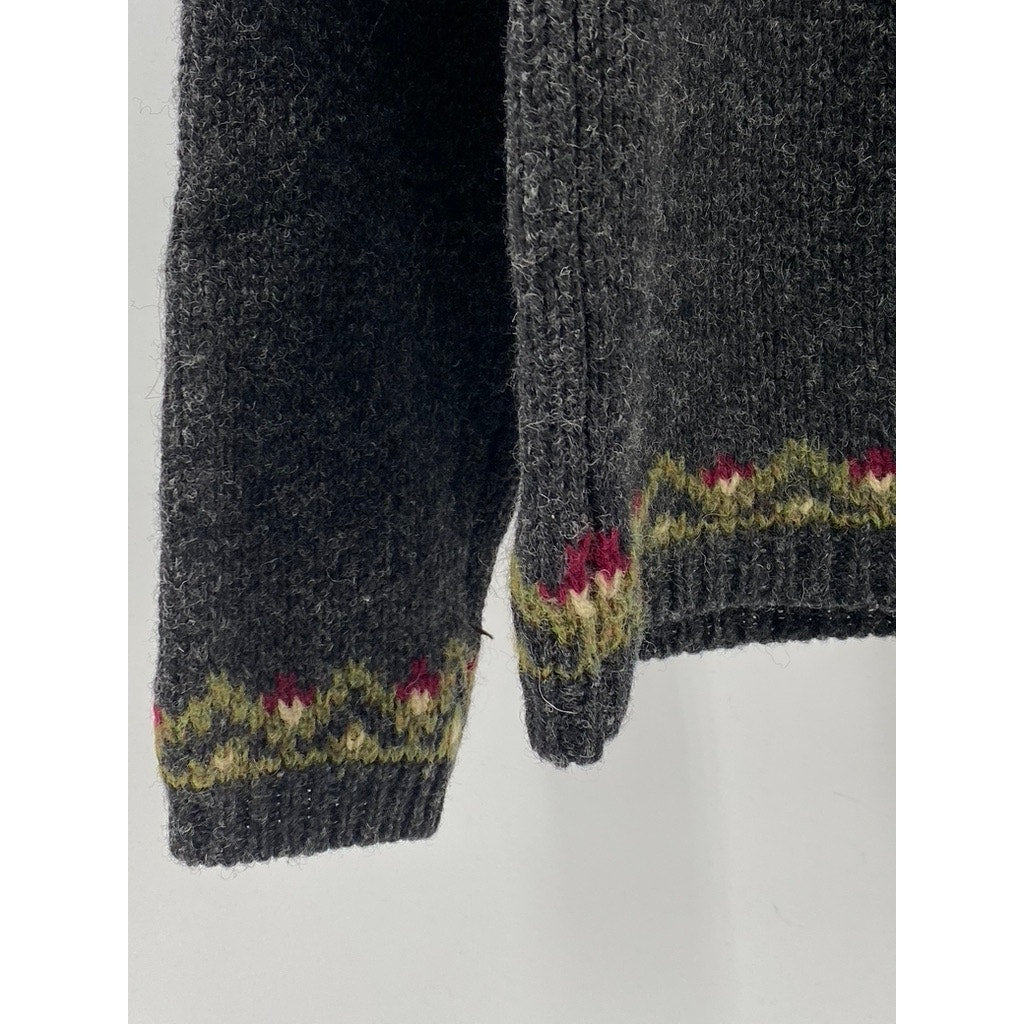 AMERICAN EAGLE OUTFITTERS Women's Vintage Charcoal Wool Fair Isle Sweater SZ L