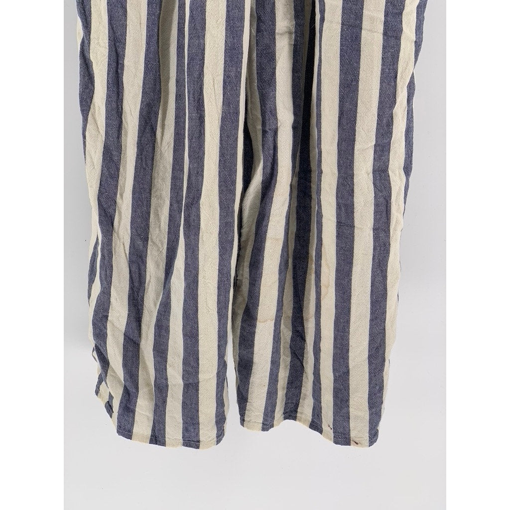 AMERICAN EAGLE Women's White-Blue Striped One-Piece Jumpsuit SZ S
