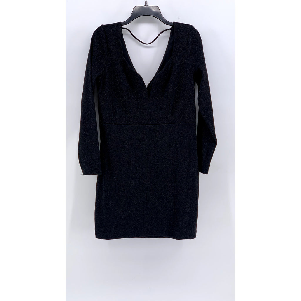 EXPRESS Women's Black Sweetheart Long Sleeve Seamed Mini Dress SZ L