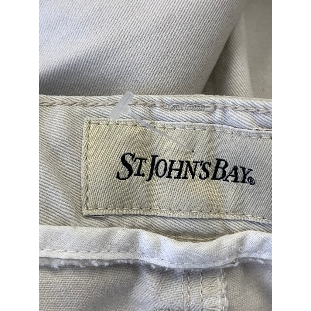 ST. JOHN'S BAY Men's Classic Cotton Beige Solid Dad Shorts SZ 38