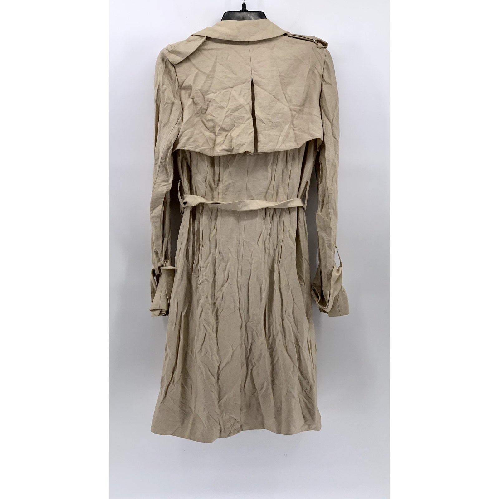 BCBGMAXAZARIA Women's Beige Cape Long Sleeve Belted Trench Coat SZ XS