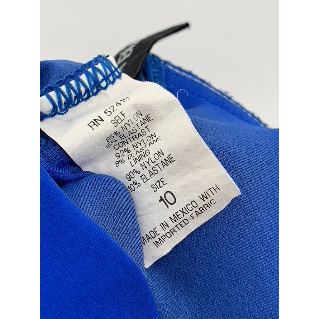 LA BLANCA Women's Blue Ruched One-Piece Swimsuit SZ 10