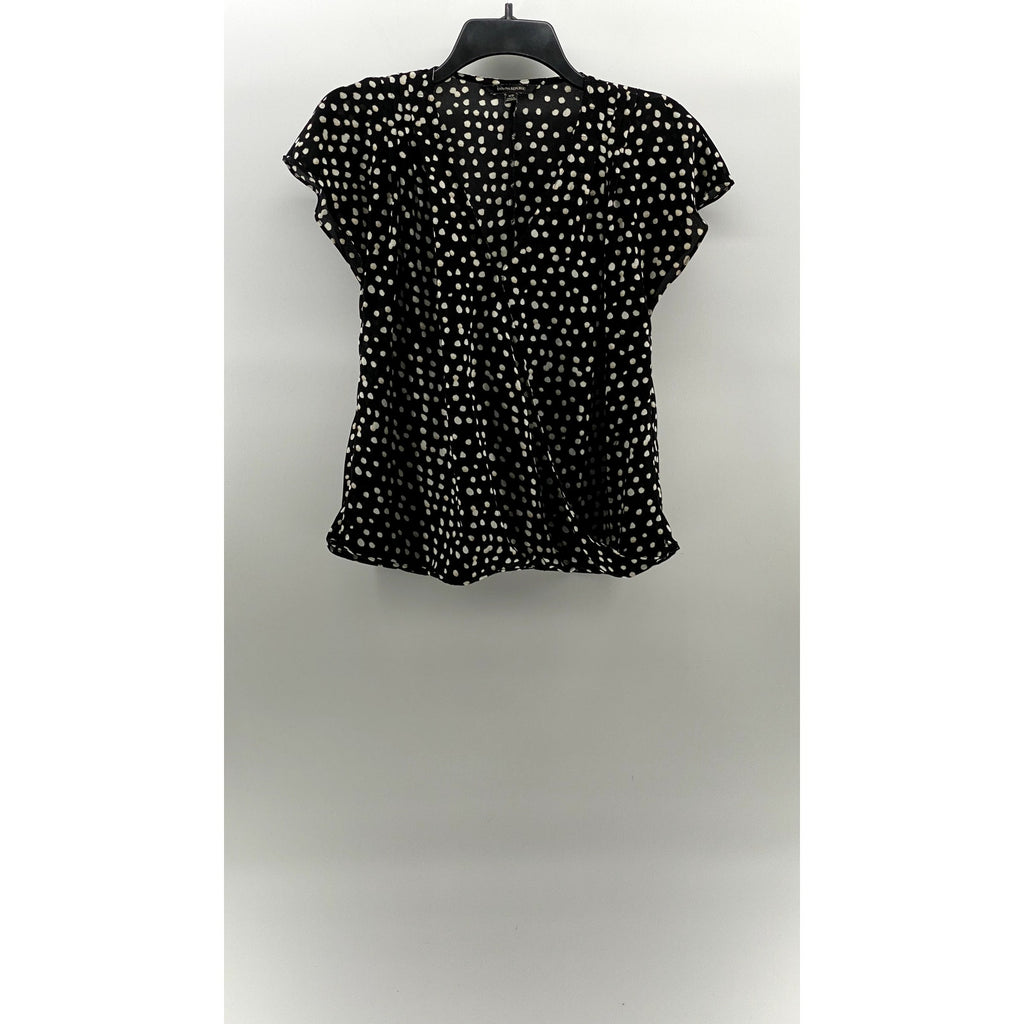 BANANA REPUBLIC Women's Petite Black-White Dot Print Surplice Top SZ XSP