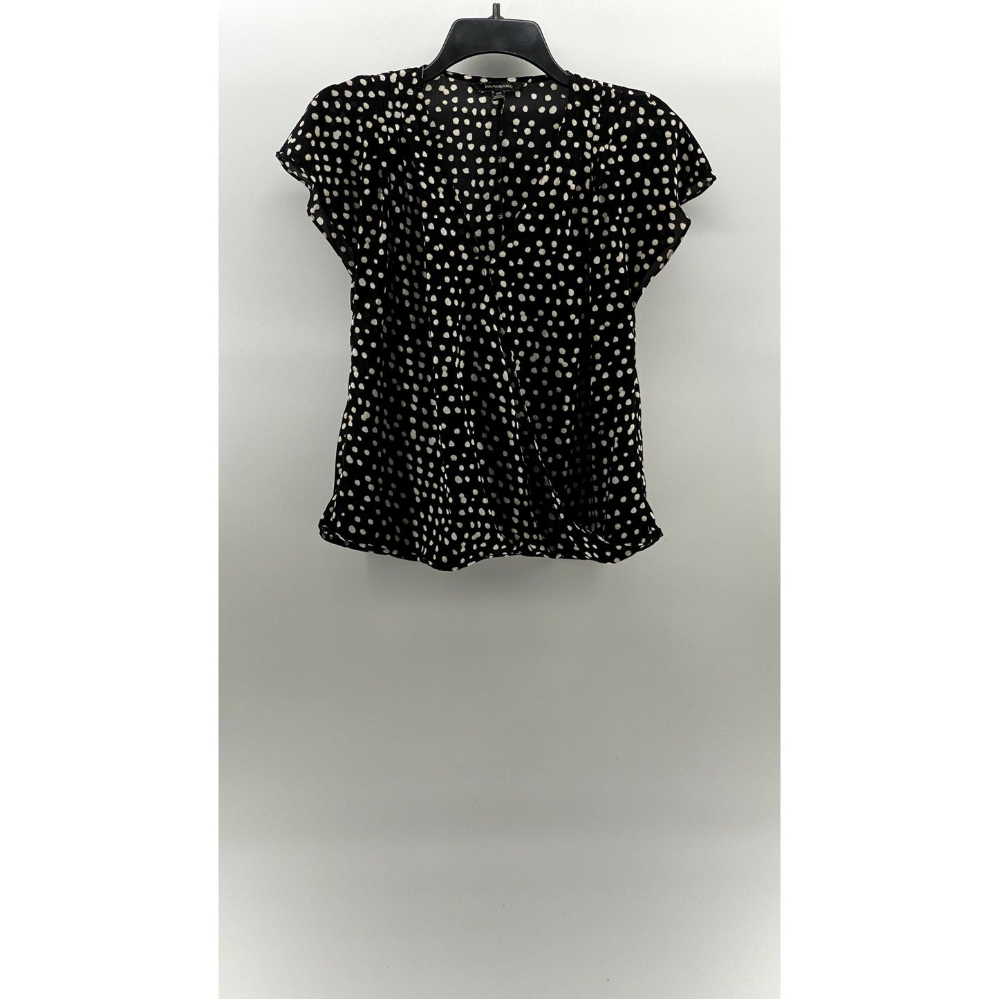 BANANA REPUBLIC Women's Petite Black-White Dot Print Surplice Top SZ XSP