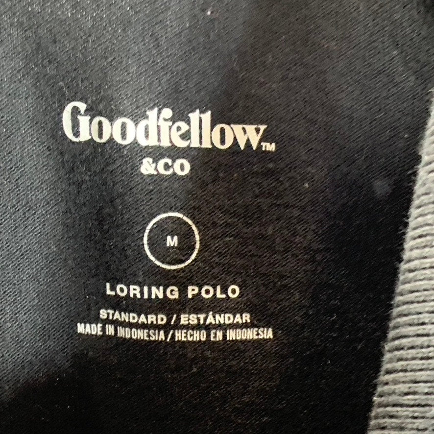 GOODFELLOW & CO Men's Solid Black Loring Standard-Fit Short Sleeve Polo SZ M