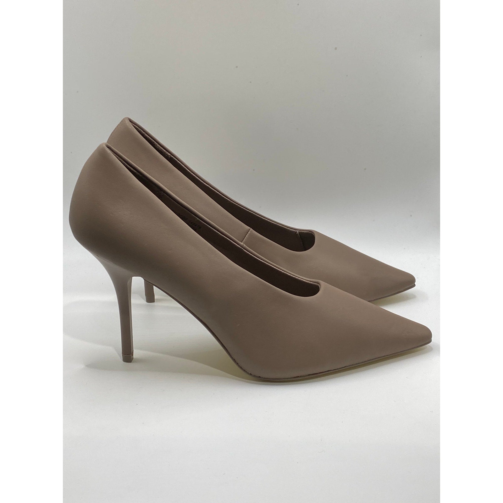 PRIMARK Women's Beige Vegan Leather Pointed-Toe Slip-On Stiletto Pumps SZ 8