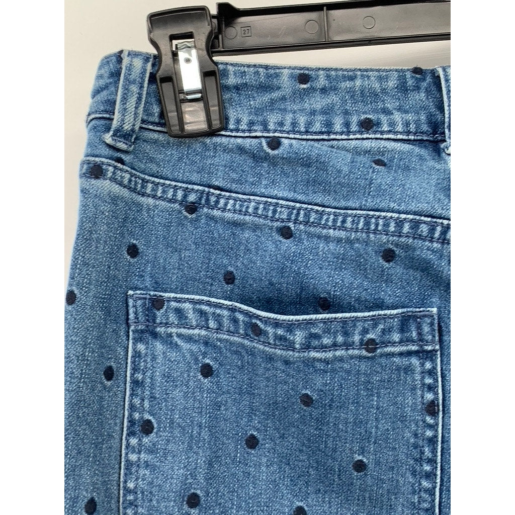 ULLA JOHNSON Women's Blue Denim Embroidered Polka Dot Skinny Leg Jeans SZ 2