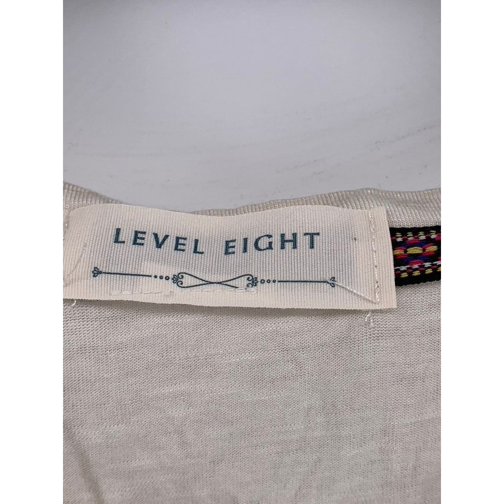 LEVEL EIGHT Women's Beige Crewneck Short Ruffle Sleeve Top SZ L/XL