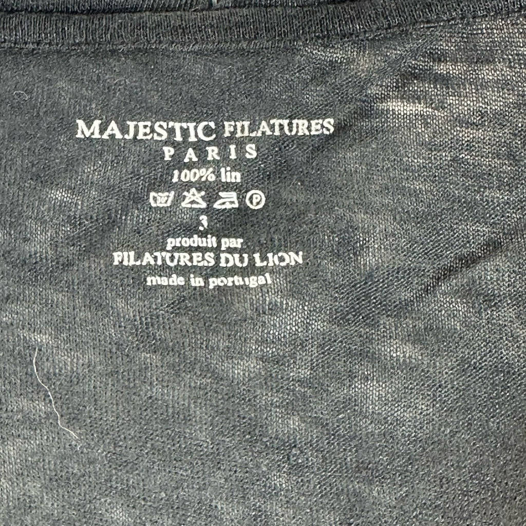 MAJESTIC FILATURES Women's Black Solid Button-Down Tie-Neck Cardigan SZ 3(USM)