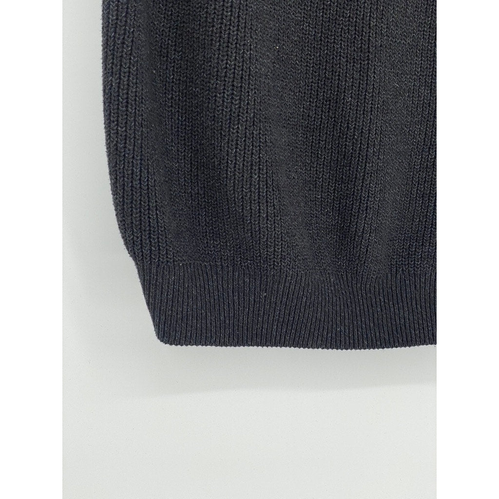 UNIQLO Unisex Adult Black Rib Knit Crewneck Sleeveless Cotton-Blend Vest SZ S