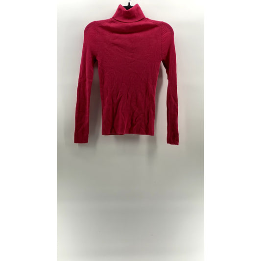 UNIQLO Women's Pink Ribbed Wool Long Sleeve Turtleneck Top SZ XS