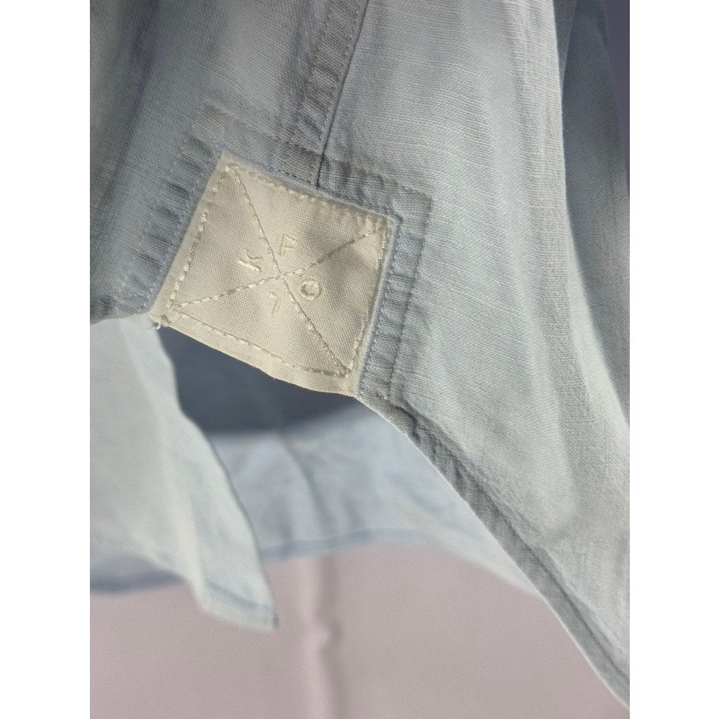 FOLK Men's Light Blue Linen Button-Up Long Sleeve Shirt SZ 2(S)