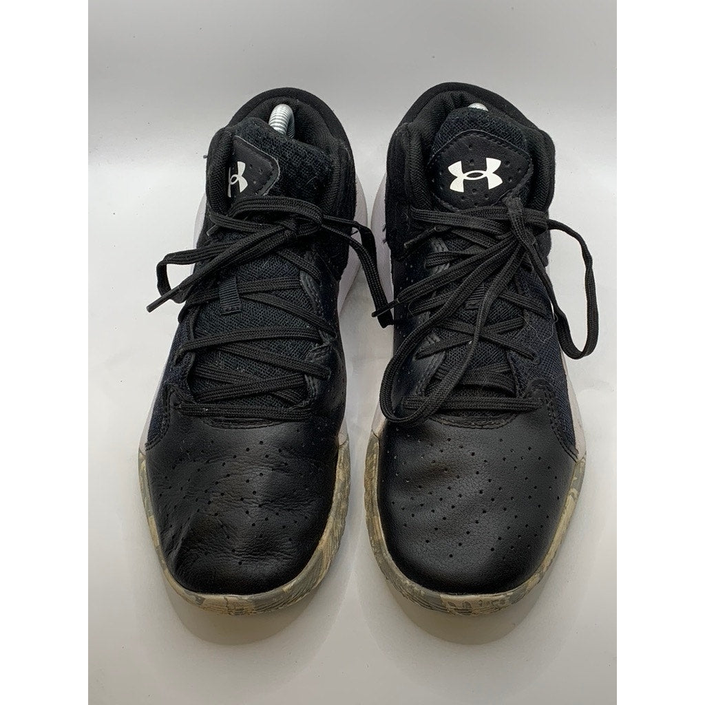 UNDER ARMOUR Kids Black-White Basketball Sneakers SZ 7Y
