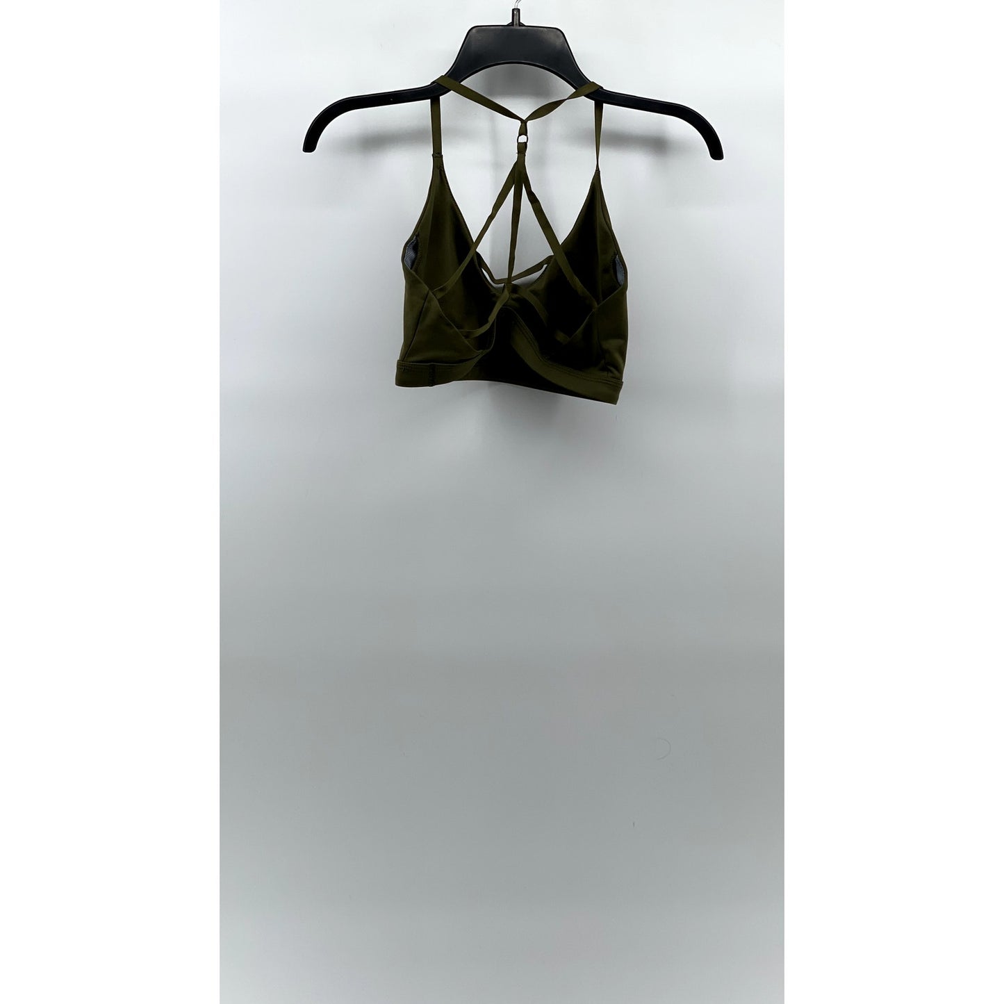 NIKE Women's Olive Green Dri-Fit Strappy Cross-Back V-Neck Strap Sports Bra SZ M