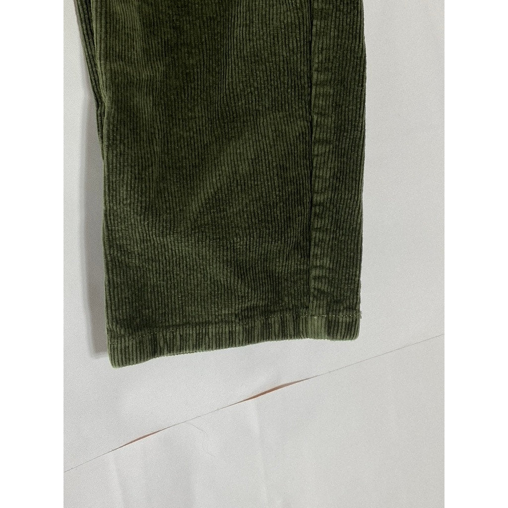 ID MENSWEAR Men's Dark Olive Green Corduroy Straight-Leg Pant SZ S