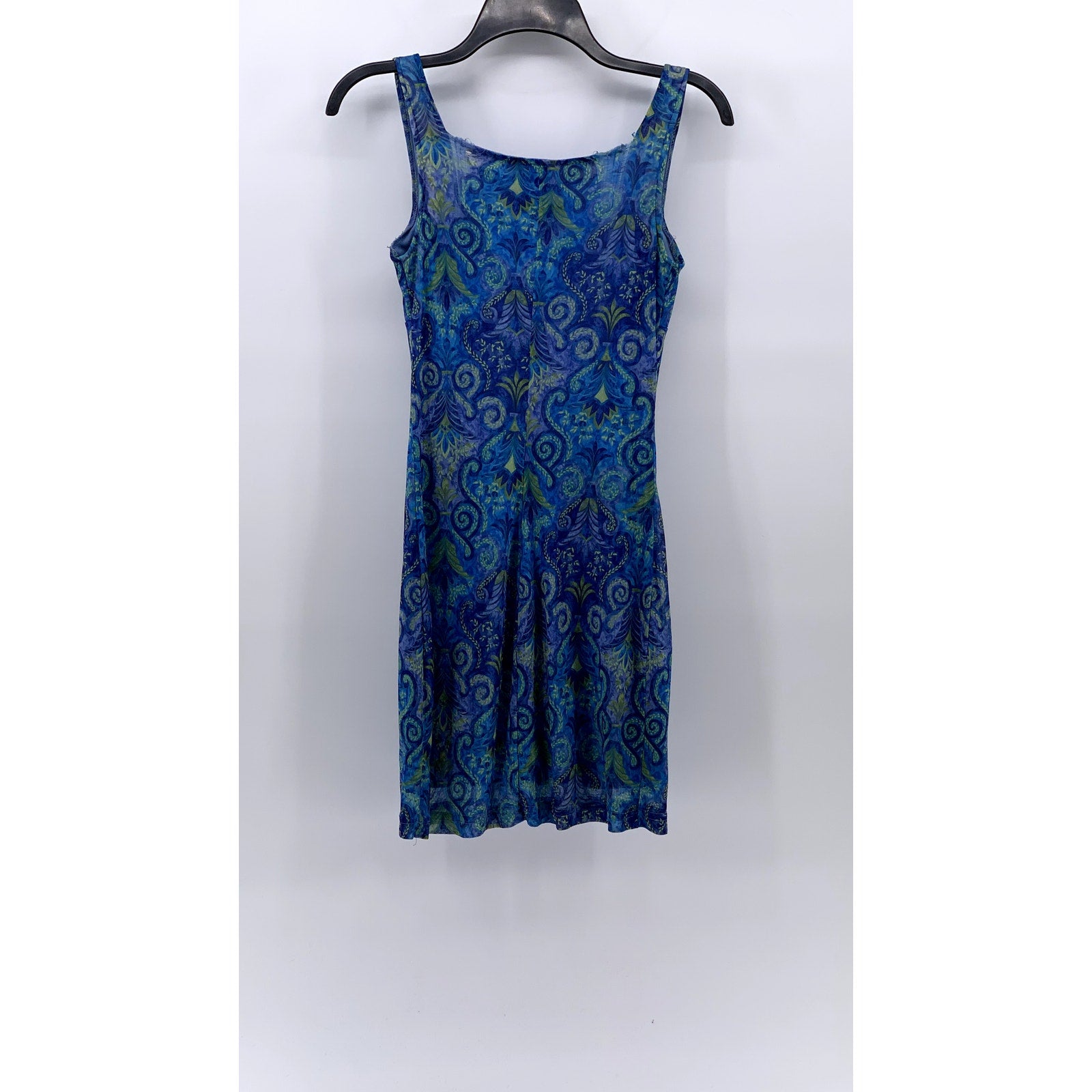 CITY STUDIO Women's Blue Mesh Paisley Straight-Neck Bodycon Mini Dress SZ S