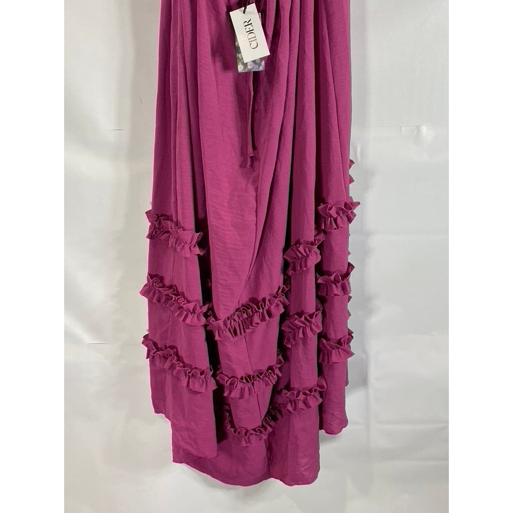 CIDER Women's Violet Solid Shirred Smocked Bodice Halter Maxi Dress SZ M(US6)