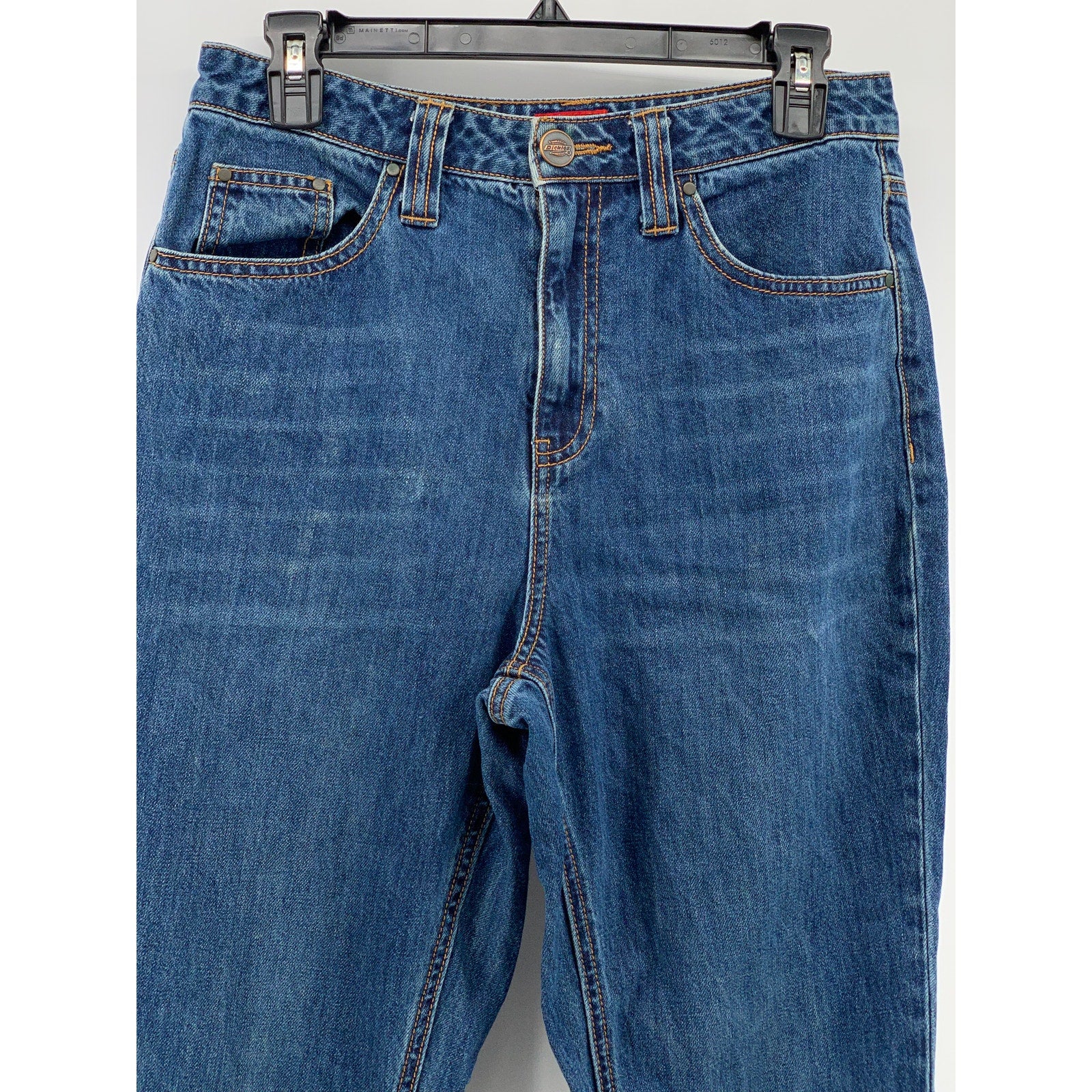 DICKIES Women's Vintage Y2K Blue Denim Cuffed Five-Pocket Jeans SZ 7/28