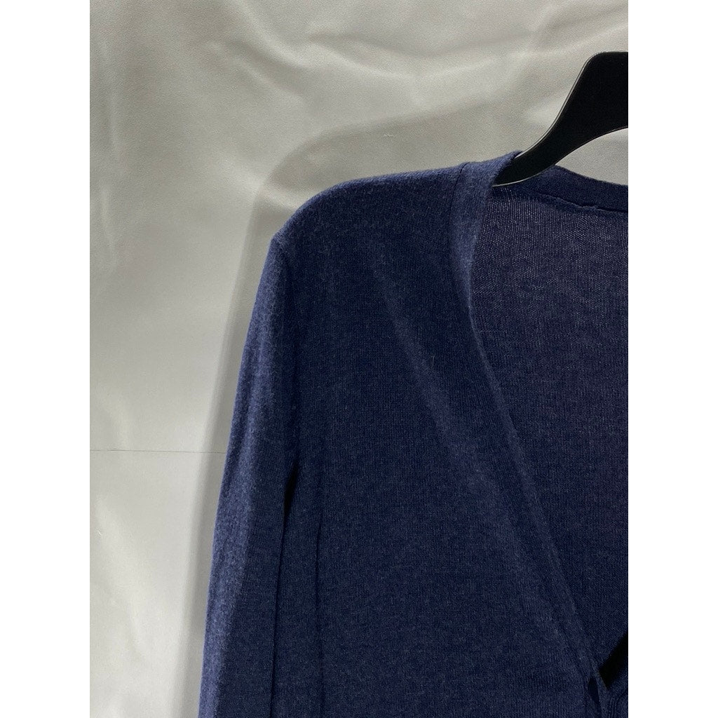 NEW YORK & COMPANY Women's Dark Blue V-Neck Button-Up Long Sleeve Cardigan SZ L
