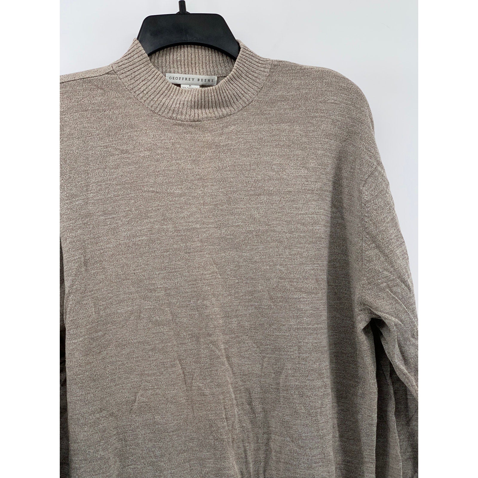 GEOFFREY BEENE Men's Vintage 90's Beige Knit Crewneck Long Sleeve Sweater SZ M