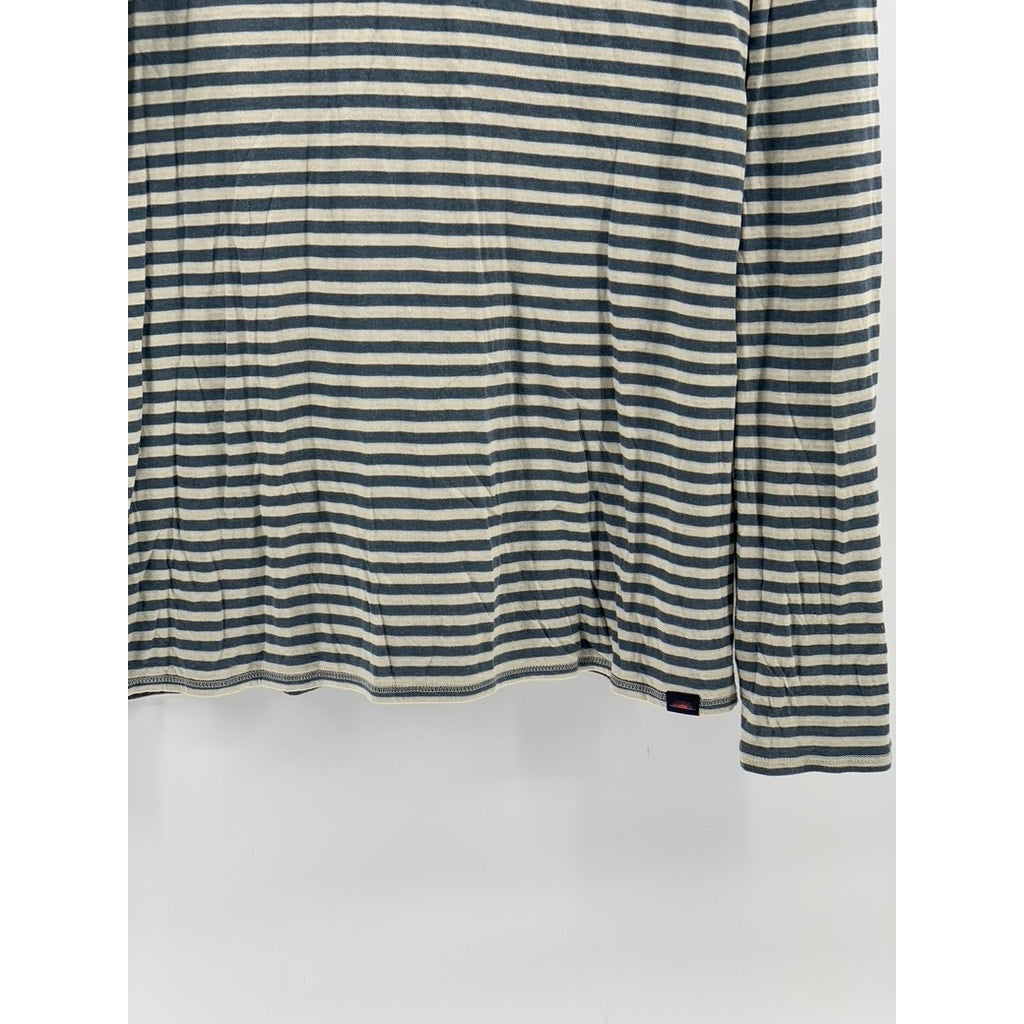 FARHERTY CLOUD Men's Gray-White Striped Scoop-Neck Long Sleeve Casual Top SZ L