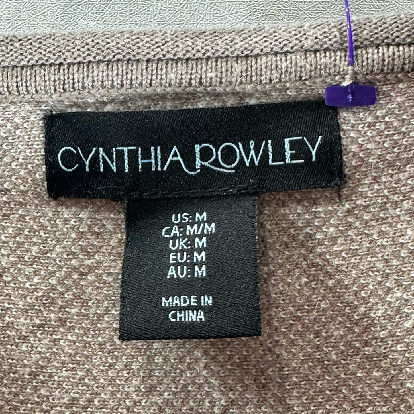 CYNTHIA ROWLEY Women's Brown/Beige Plaid Bateau Pullover Sweater SZ M