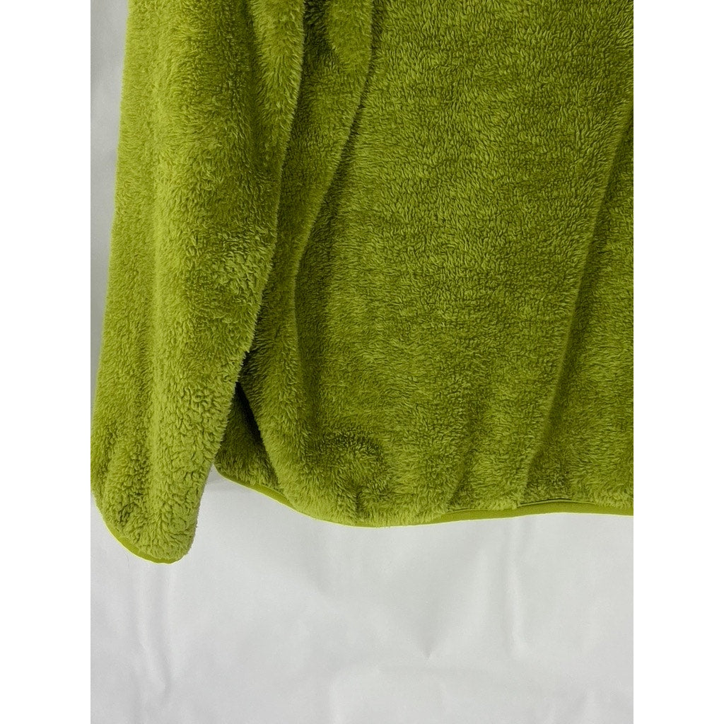 UNIQLO Women's Dark Green Fluffy Yarn Fleece Zip-Up Mock-Neck Jacket SZ XL
